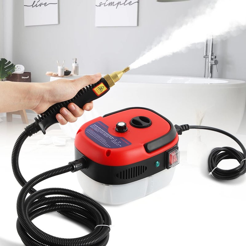 Moongiantgo High Pressure Steam Cleaner, 2500W Portable High Temp Bathroom Power Steamer Cleaning Machine Steam Humidity Adjustable For Home Use Kitchen Grease Car Detailing (110V, Red) - Image 1